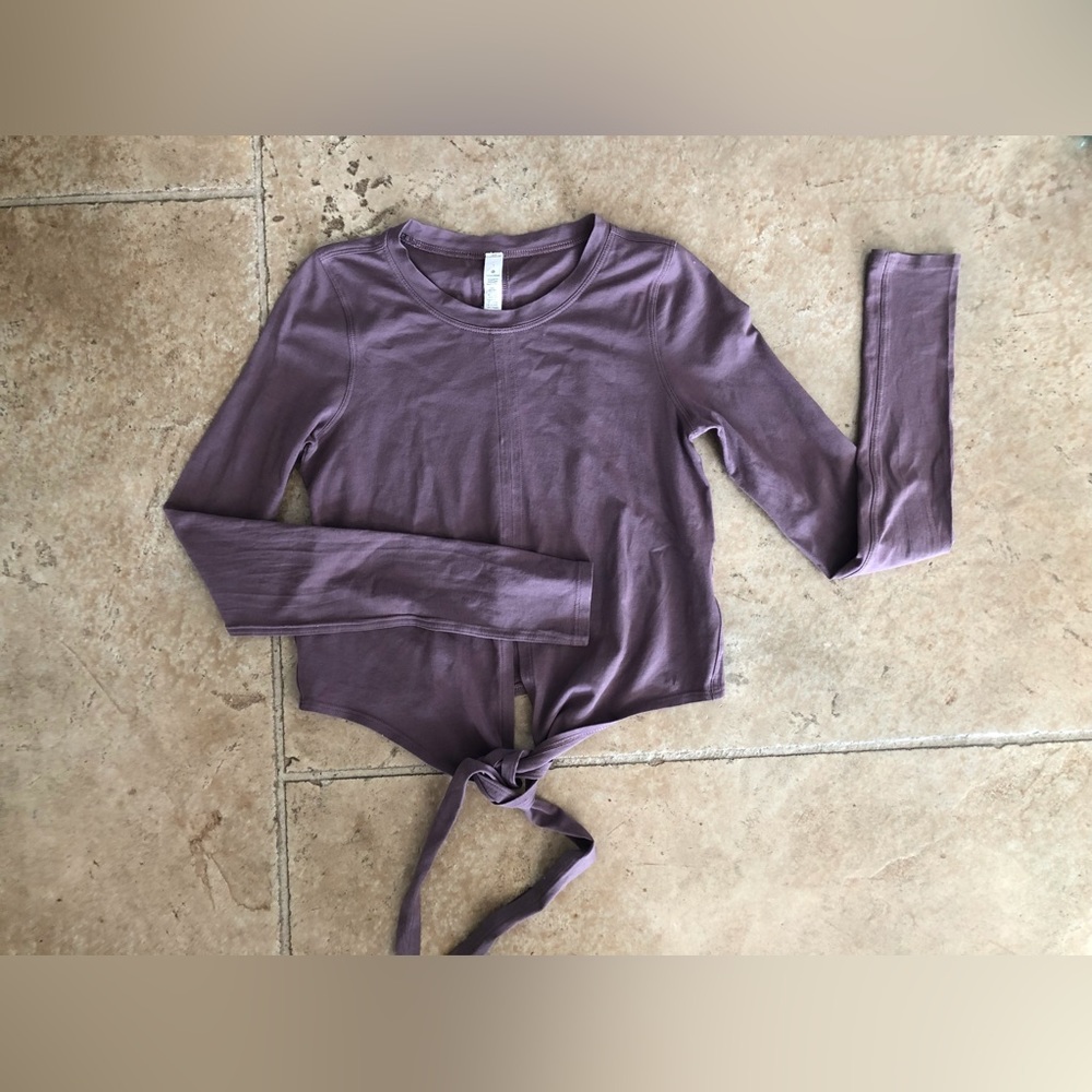 Lululemon Time to Restore long sleeve wrap tie top sz 2. Antique Bark.